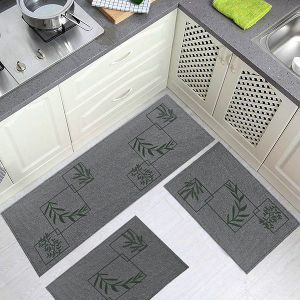 Jogo Tapete Cozinha Chumbo Algodão Antiderrapante 3 Peças Fol