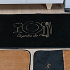 Jogo Tapete Cozinha Pelúcia Talheres Bege 3 Peças Antiderrapa