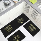 Jogo Tapete Cozinha Preto Algodão Antiderrapante 3 Peças Chef