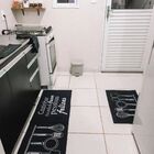 Jogo Tapete Cozinha Preto Algodão Antiderrapante 3 Peças Feli