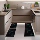 Jogo Tapete Cozinha Preto Algodão Antiderrapante 3 Peças Folh