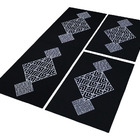 Jogo Tapete Cozinha Preto Algodão Antiderrapante Kit 3 Peças