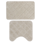 Jogo Tapete de Banheiro Antiderrapante Soft Decor Bege Tecido 2 Peças Bella Casa