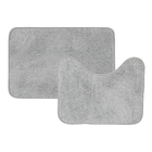 Jogo Tapete de Banheiro Antiderrapante Cinza Tecido 2 Peças Bella Casa