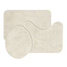 Jogo Tapete de Banheiro Antiderrapante Marfim Tecido 3 Peças Bella Casa