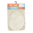 Jogo Tapete de Banheiro Antiderrapante Marfim Tecido 3 Peças Bella Casa