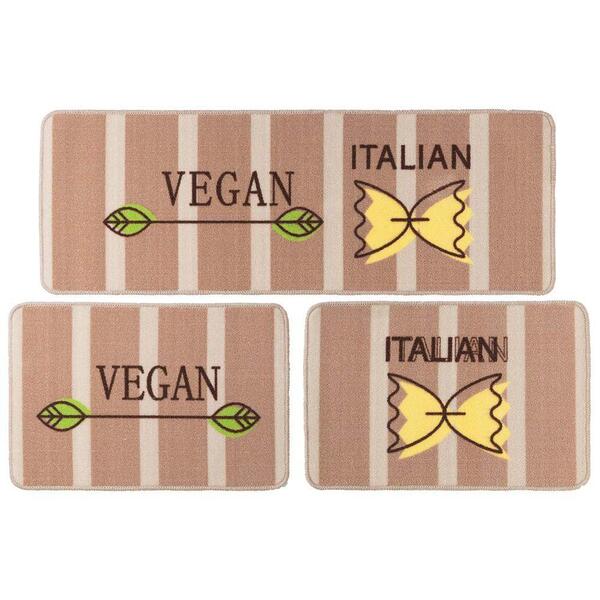Jogo Tapete De Cozinha 3 Peças Menu Vegan Jolitex