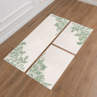 Jogo Tapete Natural Algodão Antiderrapante 3 Peças Flores Ver