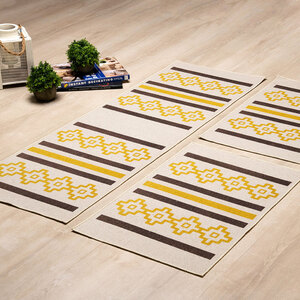 Foto de Jogo Tapete Nova Delhi Areia 3 Peças Marrom/mostarda - Antide