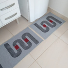 Jogo Tapete Vega Cinza Algodão Antiderrapante 3 Peças Preto/l