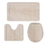 Jogo Tapetes de Banheiro 3 Peças Carícia Quadrado Bege Jolitex