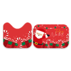 Jogo Tapetes De Natal Para Banheiro 2 Peças Icones Natal Único