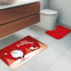 Jogo Tapetes De Natal Para Banheiro 2 Peças Merry Christmas Ú
