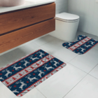 Jogo Tapetes De Natal Para Banheiro 2 Peças Natal Antigo Azul