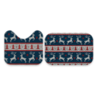 Jogo Tapetes De Natal Para Banheiro 2 Peças Natal Antigo Azul