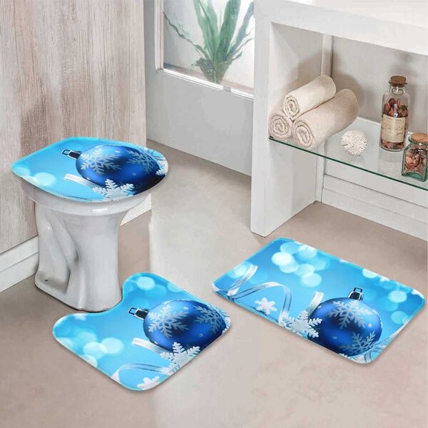 Jogo Tapetes De Natal Para Banheiro Enfeites Natalinos Two Ún