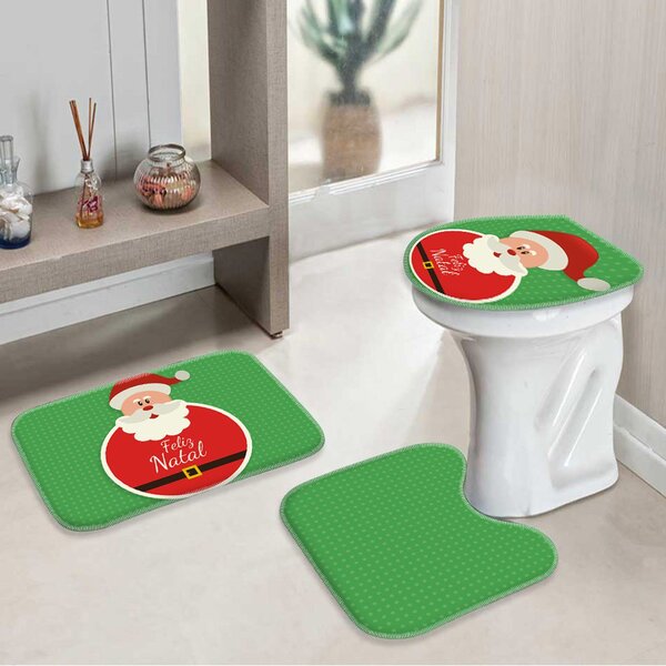 Jogo Tapetes De Natal Para Banheiro Feliz Natal Único
