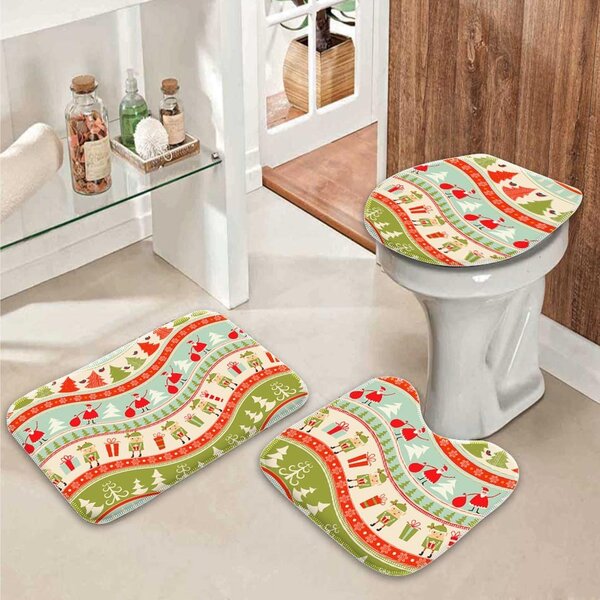 Jogo Tapetes De Natal Para Banheiro Happy Christmas Único