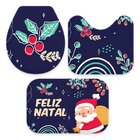 Jogo Tapetes De Natal Para Banheiro Natal Minimalista Azul Ún