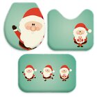 Jogo Tapetes De Natal Para Banheiro Papai Noel Cute Único