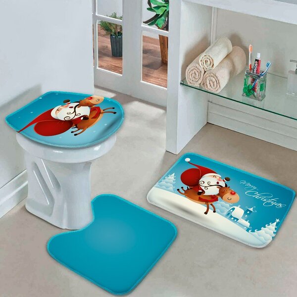 Jogo Tapetes De Natal Para Banheiro Papai Noel Único