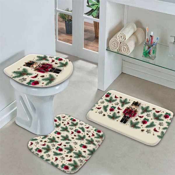 Jogo Tapetes De Natal Para Banheiro Quebra Nozes Morderno Úni