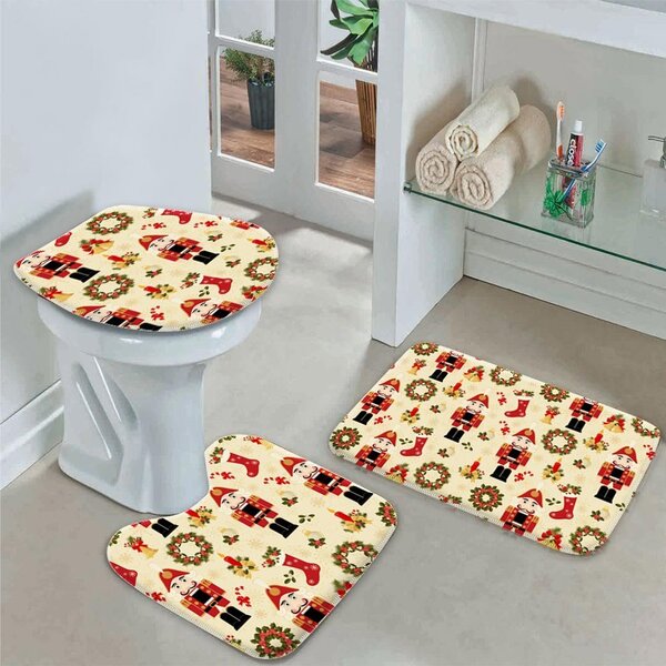 Jogo Tapetes De Natal Para Banheiro Quebra Nozes Único