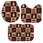 Jogo Tapetes De Natal Para Banheiro Xadrez  Natalino Único