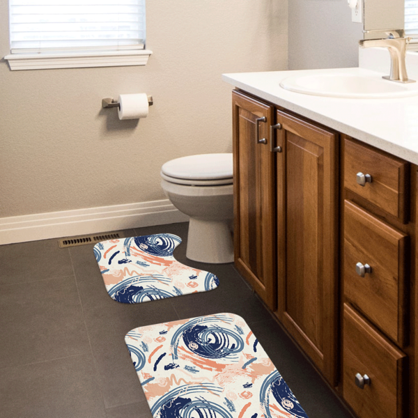 Jogo Tapetes Para Banheiro 2 Peças Abstrato Colors Único