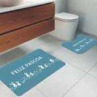 Jogo Tapetes Para Banheiro 2 Peças Feliz Páscoa Azul Escuro Ú