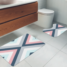 Jogo Tapetes Para Banheiro 2 Peças Geometric Colors Único