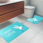 Jogo Tapetes Para Banheiro 2 Peças Happy Easter Azul Único