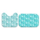 Jogo Tapetes Para Banheiro 2 Peças Happy Easter Fundo Azul Ún