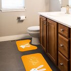 Jogo Tapetes Para Banheiro 2 Peças Happy Easter Fundo Laranja