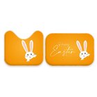 Jogo Tapetes Para Banheiro 2 Peças Happy Easter Fundo Laranja