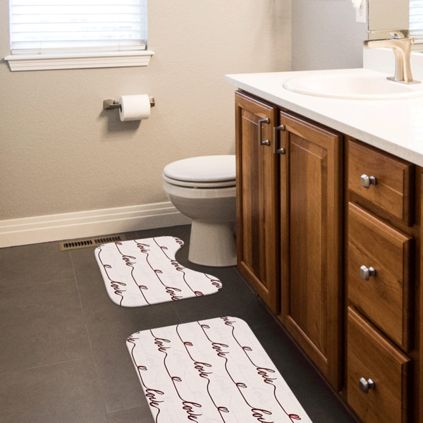 Jogo Tapetes Para Banheiro 2 Peças Love Único