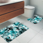 Jogo Tapetes Para Banheiro 2 Peças Tropical Turquesa Único