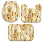 Jogo Tapetes Para Banheiro Abstrato Ouro E Rose Único