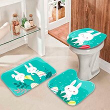 Jogo Tapetes Para Banheiro Coelhinhos Modernos Único