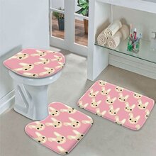 Jogo Tapetes Para Banheiro Coelho Fofinho Rosa Único