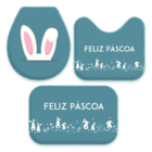 Jogo Tapetes Para Banheiro Feliz Páscoa Azul Escuro Único