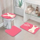 Jogo Tapetes Para Banheiro Feliz Páscoa Rosa Único