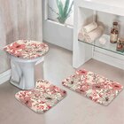 Jogo Tapetes Para Banheiro Floral Rosa Único