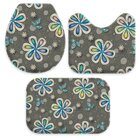 Jogo Tapetes Para Banheiro Flores Coloridas Único