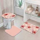 Jogo Tapetes Para Banheiro Flores Rosas Único
