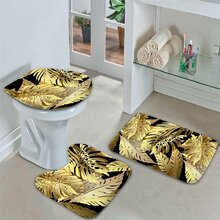 Jogo Tapetes Para Banheiro Flowers Gold Único