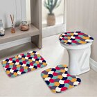 Jogo Tapetes Para Banheiro Geométrico Colorido Único