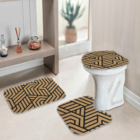 Jogo Tapetes Para Banheiro Geométrico Com Linhas Único