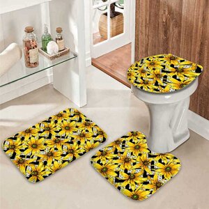 Foto de Jogo Tapetes Para Banheiro Girassol Único