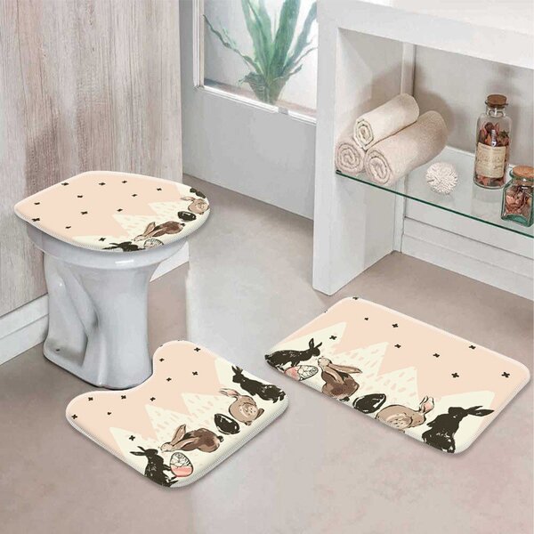 Jogo Tapetes Para Banheiro Happy Easter Abstract Único